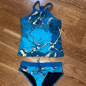Rad Swim Sydney Marble 2 piece Swimsuit XLarge top / Large bottom sporty tankini